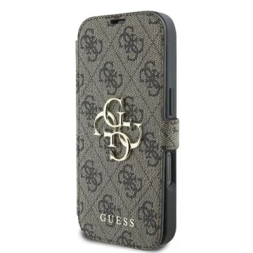 Guess 4G Metal Logo Book Case do iPhone 16 Pro Max – Brown