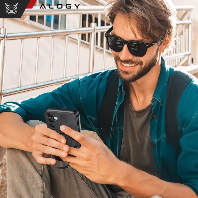 Case for Samsung Galaxy S25 Plus armored Slide Case Ring camera protection housing Alogy CamGuard Pro black