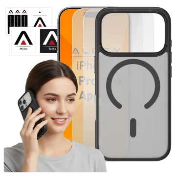 Alogy 3in1 Case Pack™ – Schwarze MagSafe Hybrid-Hülle mit 2 Displayschutzfolien aus gehärtetem Glas für Apple iPhone 17 Pro Max