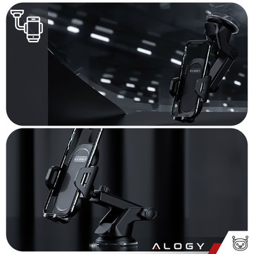Alogy 3in1 Car Phone Holder for Window Window for Dashboard Grille Cockpit Black USB-C Cable 2.4A 1m