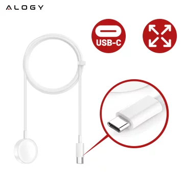 Alogy magnetic QI inductive charger cable for Apple Watch USB-C type C 100cm 1M White