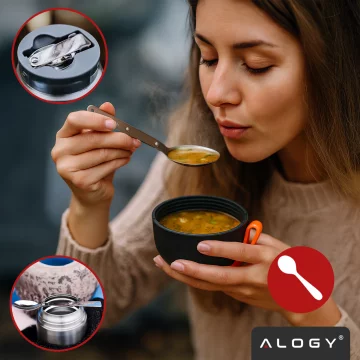 Dinner Thermos for Kids Soup Food 700ml Alogy Stainless Steel Folding Spoon Thermal Gray