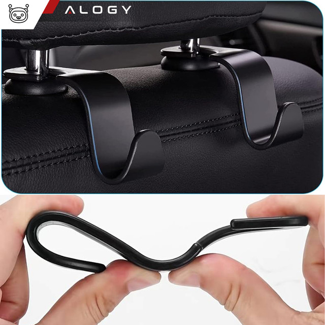 2x Hanger holder car hook for seat headrest car organizer hook Alogy Car Black
