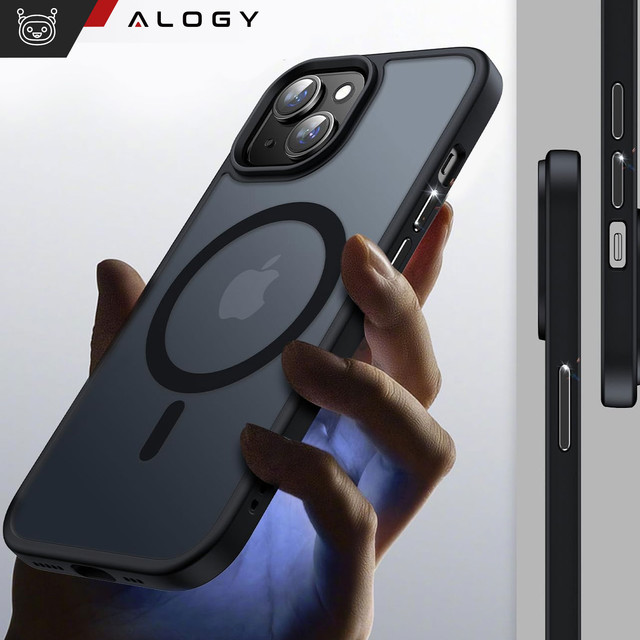 Case for iPhone 15 Plus MagSafe Matt Case Cover Matte Alogy Ring Armored Phone Case Black