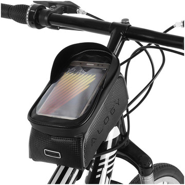 Alogy bicycle bag Pannier 2L for bicycle phone holder up to 6.7" for the frame Black