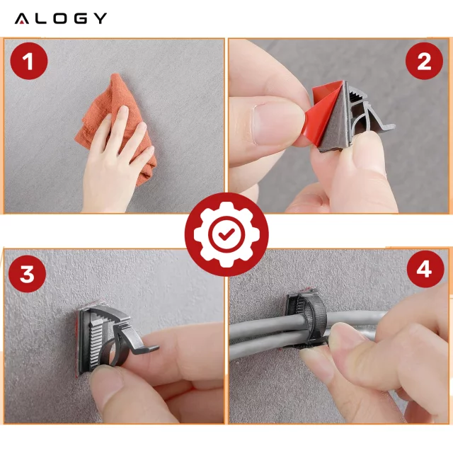 Samolepicí příchytky x100 stolní organizér kabelů organizér kabelů šňůry pro stolní stůl 3M Alogy páska [100ks]