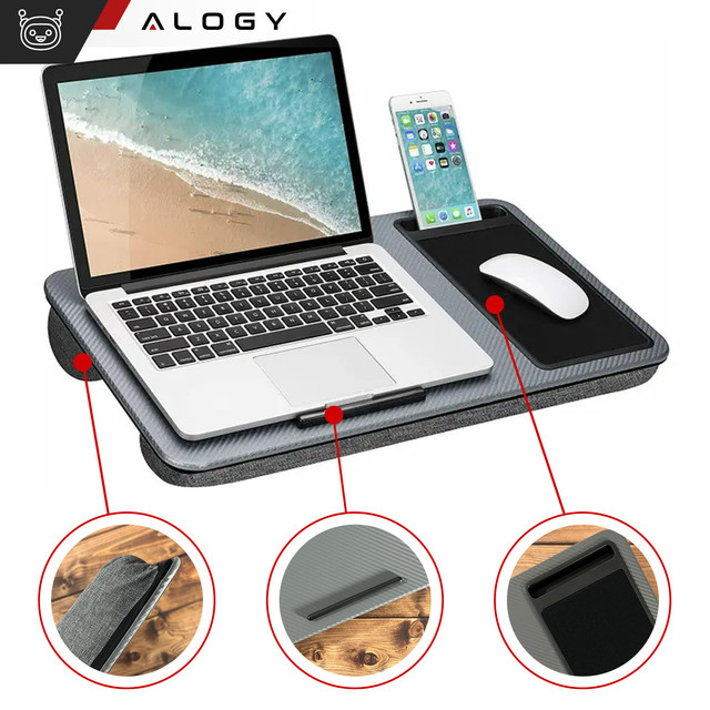 Laptop table stand phone holder mouse pad for bed Alogy portable desk with pillows