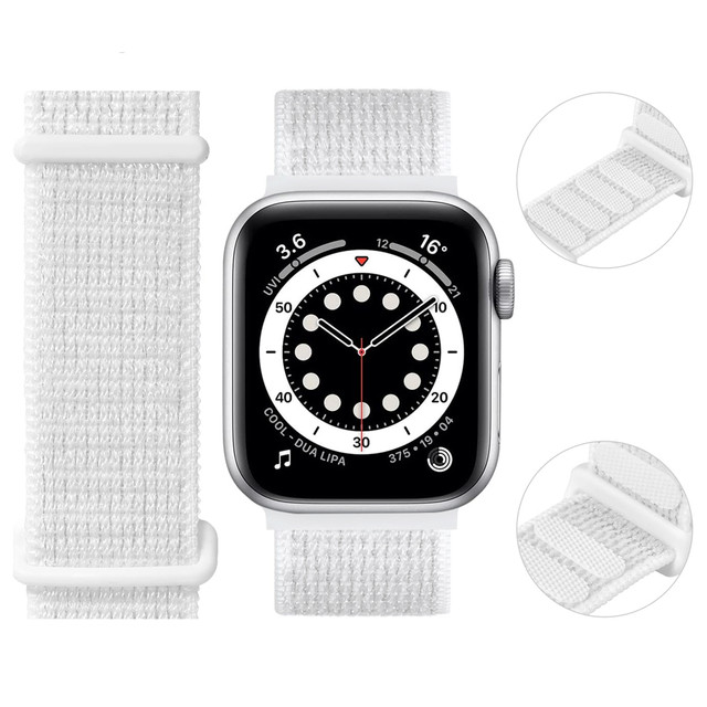 Alogy Nylon Strap with Velcro for Apple Watch 1/2/3/4/5/6/7/8/SE/Ultra (42/44/45/49mm) White