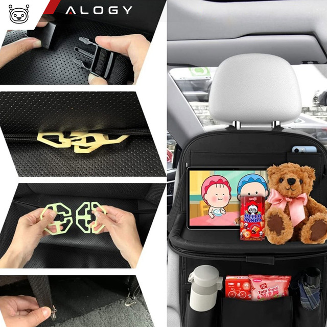Alogy Schwarz Organizer 2 Halterungen für Auto Autos Reisetisch Autositzschutz Rückenlehne Rückenlehne Sitz