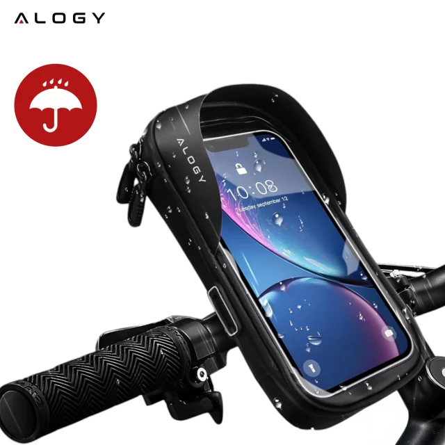 Case Bag Vodotěsná taška na kolo na kolo pro telefon 6,4 palcový držák na řídítka 0,5 l Alogy Black