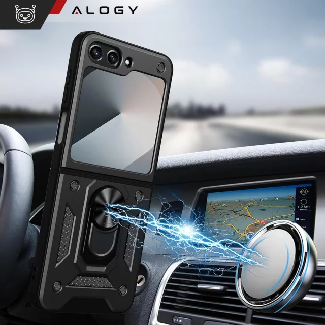 Pouzdro na iPhone 14 Pro Mag Safe Matt Case Cover matné Alogy Ring obrněné pouzdro na telefon černé