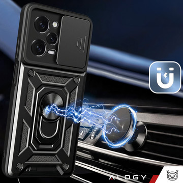 Ochranné pouzdro Alogy Camshield Stand Ring s krytem fotoaparátu pro Xiaomi Poco X5 Pro 5G / Redmi Note 12 Pro 5G černé