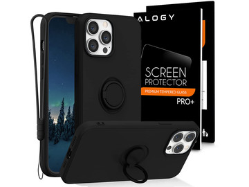 Ring Ultra Slim Alogy Silicone Case for Apple iPhone 13 Pro Max Black Glass