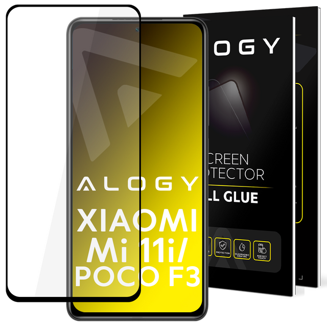 Alogy Full Glue tempered glass for case friendly case for Xiaomi Poco F3 / Mi 11i Black