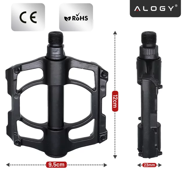 Cyklistické pedály Alogy pro silniční a horská kola, MTB platforma hliník, sada 2 kusů, hliník s trojitým ložiskem, černé