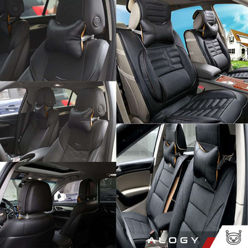 Profiliertes Auto-Nackenkissen für die Kopfstütze des Autos, bequemes weiches Öko-Leder Alogy Black