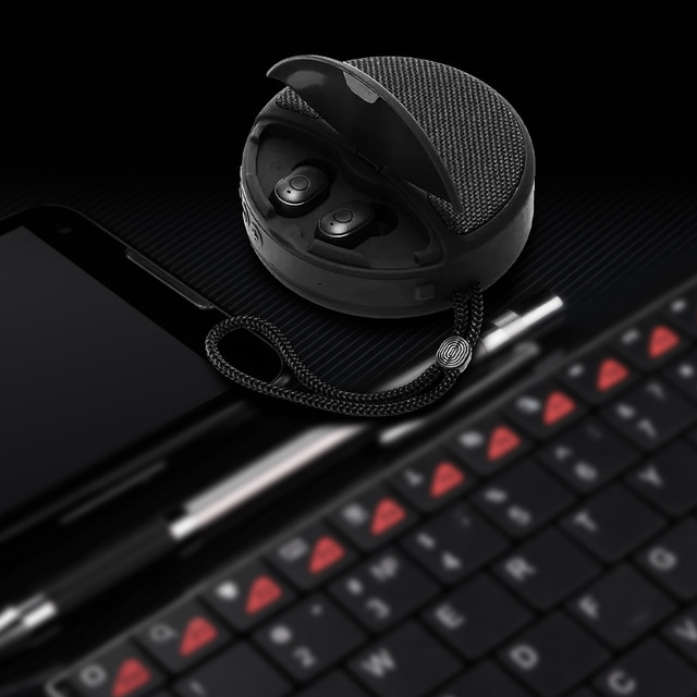 Alogy 2v1 TWS Music Set Přenosný bezdrátový reproduktor Bluetooth BT sluchátka vodotěsná černá