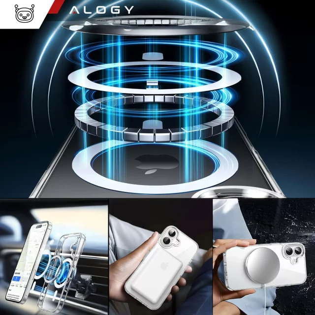 Pouzdro pro Apple iPhone 16 Alogy Anti-Shock Hybrid Case pro MagSafe Transparent