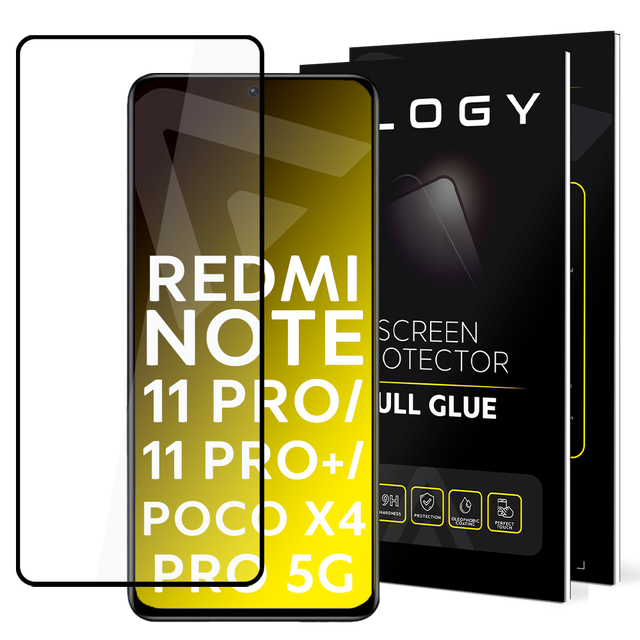 Alogy Full Glue gehärtetes Glas für hüllenfreundliche Hülle für Xiaomi Redmi Note 11 Pro / 11 Pro Plus / Poco X4 Pro 5G Schwarz