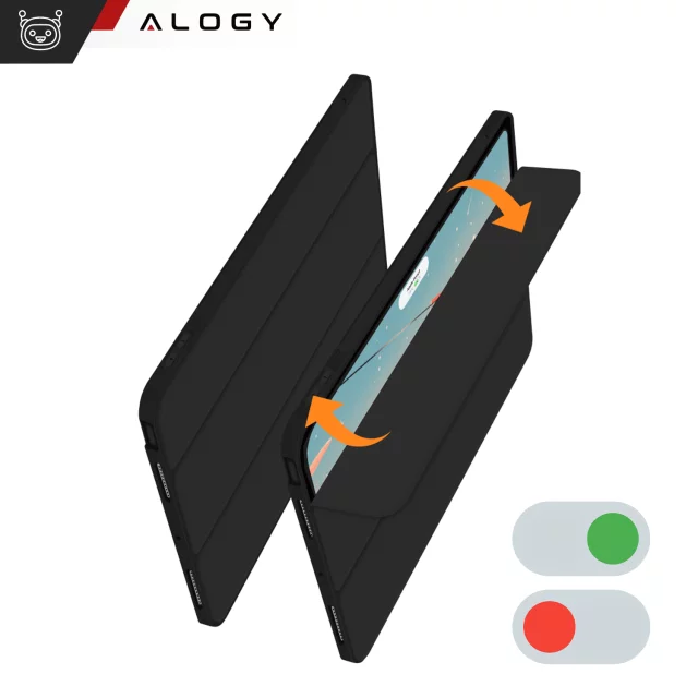 Etui ochronne z rysikiem do Apple iPad Pro 13" 2024 Alogy Book Cover Case obudowa na tablet Czarne + Szkło