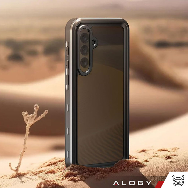 Schutzhülle für Samsung Galaxy A35 5G, gepanzert, wasserdicht, IP68, 360-Grad-Rüstung, integriertes Glas, Alogy, Schwarz