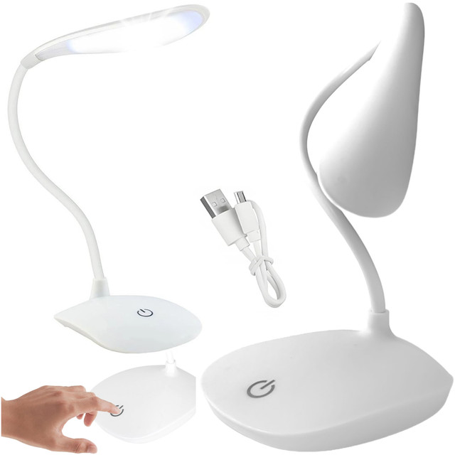 LED-Schreibtischlampe für Schreibtisch, Touch, Touch, Schule, USB, stehend, Nacht, kabellos, flexibel, Alogy, Weiß