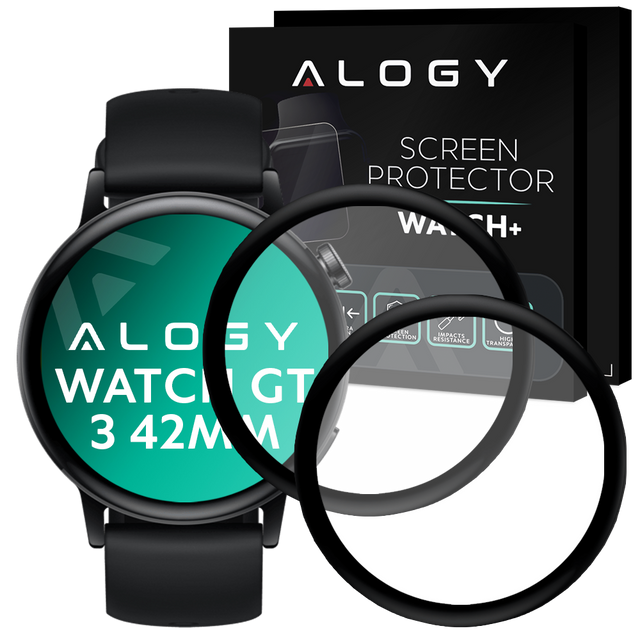 2x Elastyczne Szkło 3D Alogy do Huawei Watch GT 3 42mm Black
