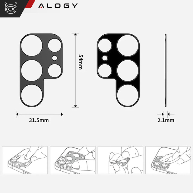 Kovový kryt pro Samsung Galaxy S24 Ultra, ochranný pro ostrůvek fotoaparátu, Alogy Metal Lens, černý