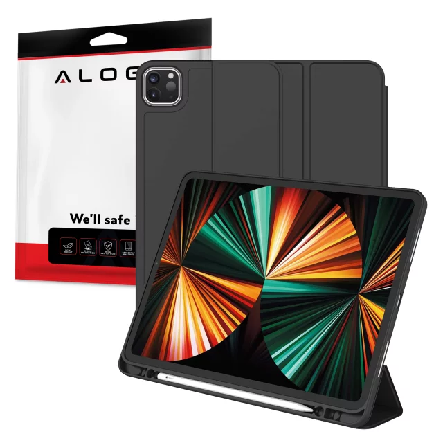 Alogy Book Cover Pencil Case Schutzhülle mit Stifthalter für Apple iPad Air 4 2020 / Air 5 2022 10,9 Zoll, Schwarz