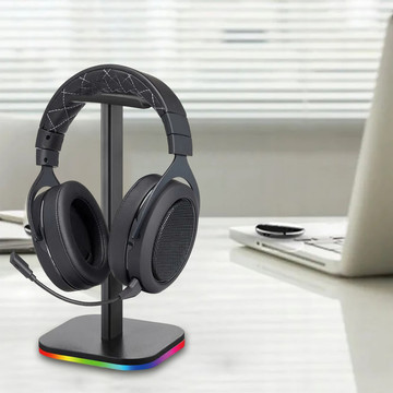 Gaming headphone stand stand holder with RGB LED backlight Black