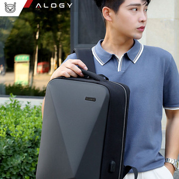 Alogy Urban Safe Anti-Diebstahl-Rucksack für 15,6-Zoll-Laptop mit USB-Anschluss, groß, wasserdicht, Unisex, Schwarz