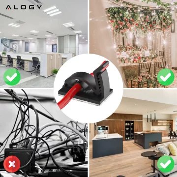 Samolepicí příchytky x100 stolní organizér kabelů organizér kabelů šňůry pro stolní stůl 3M Alogy páska [100ks]