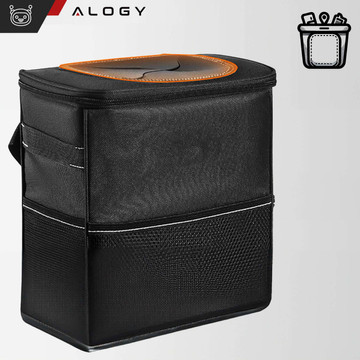 Samochodowy kosz na śmieci Organizer mini śmietnik na zagłówek fotel auta do samochodu czarny 8l torba termiczna Alogy