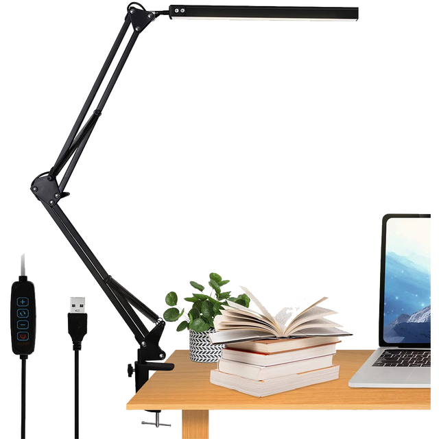 Stolní LED lampa Alogy Dreslarska USB s nastavitelným dlouhým ramenem na desku stolu Black