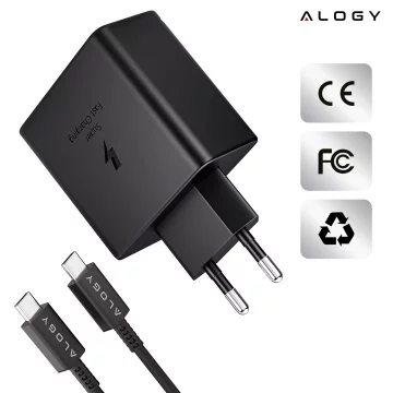 USB-C Type-C PD Premium Fast 45W 3A Wall Charger Type-C 1M Alogy Black