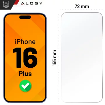 Gehärtetes Glas für Apple iPhone 16 Plus Displayschutzfolie 9H Alogy Heavy Pro™️