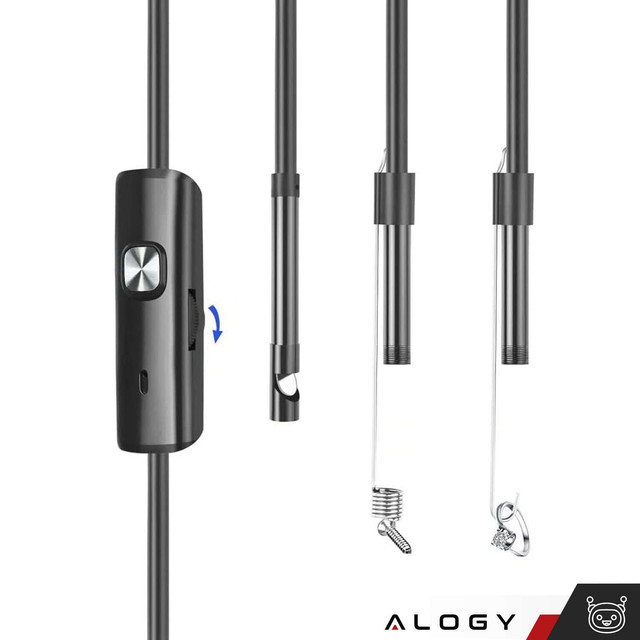Alogy Duo Cam 1920 Full HD Lightning endoskopická inspekční kamera pro iPhone, USB-C, micro USB 3m 8mm černá