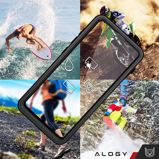 Waterproof case for Samsung Galaxy S23 Ultra 360 Alogy Armor IP68 with lanyard Black