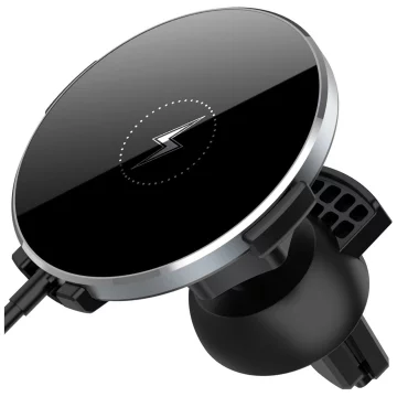 2-in-1 car holder with Alogy Airvent MagSafe QI Charger for MagSafe 15W inductive charger Black