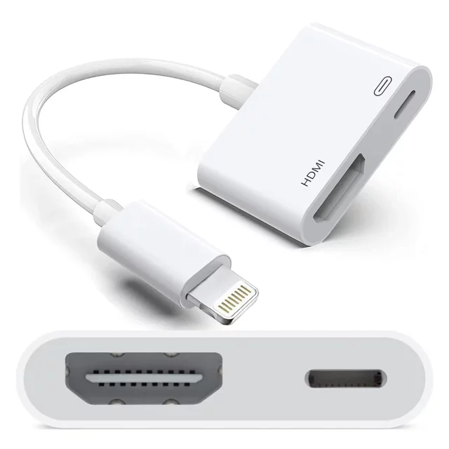 Przejściówka Lightning do HDMI i Lightning – adapter Full HD 60 Hz, łatwe podłączenie iPhone / iPad do TV lub projektora, Plug & Play – Alogy LightningHD™ Biały