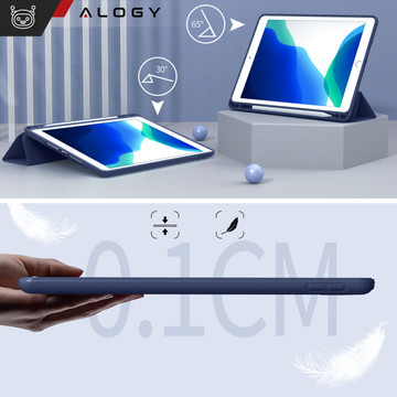 Case for Apple iPad 10.2 9 Gen 8/7 2021/2020/2019 Smart Pencil Case Alogy TPU Tablet Cover Navy Blue Glass