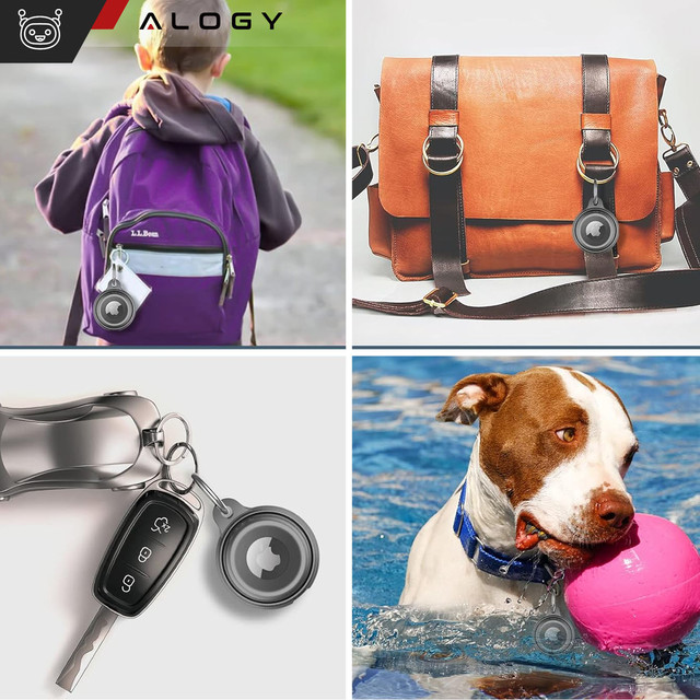 Pouzdro Locator pro Apple AirTag Keychain Waterproof Case Alogy 360 IPX8 Pouzdro s přívěskem matná černá