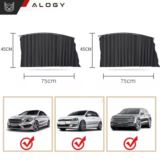 Magnetic Cover Curtain Roller Blind for Rear Side Car Windows Sun UV Protection Black [2pcs]