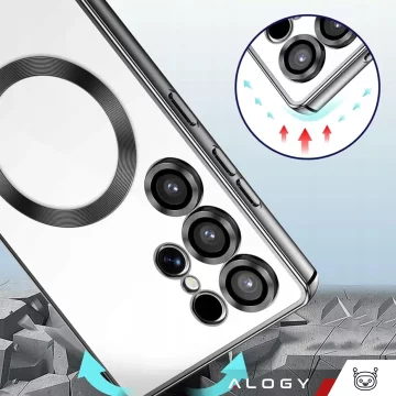 Etui do Samsung Galaxy S25 Ultra Alogy LuxeShield™️ Glamour Luxury Ring obudowa z osłoną aparatów Czarne