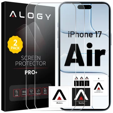 2x Szkło Hartowane Ochronne 9H do Apple iPhone 17 Air, Wzmocnione i Odporne na Zarysowania, Łatwy Montaż Bez Bąbelków, Alogy Heavy Pro+™ – Przezroczyste