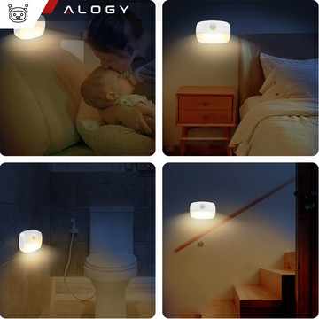2x LED night lamp with motion sensor for EU socket, 3 light colors Alogy Night Light White