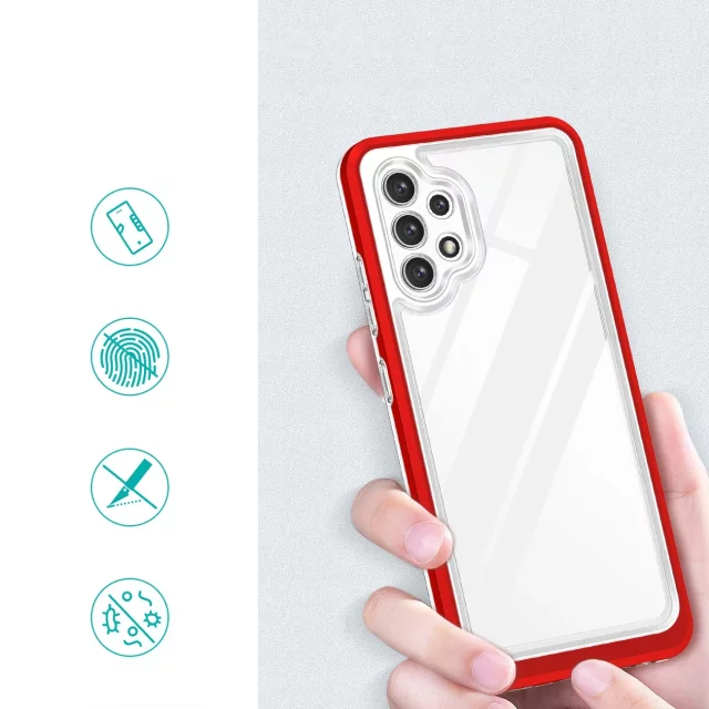 Klare 3in1 Hülle für Samsung Galaxy A72 4G Frame Gel Cover Rot
