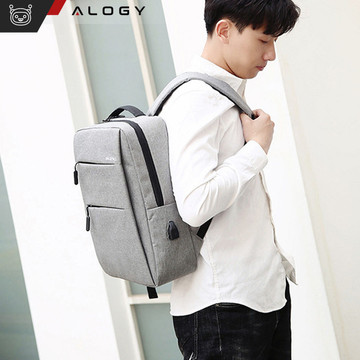 Batoh taška na notebook 15,6" velký voděodolný s USB portem Unisex 44x34x13cm do letadla Alogy Backpack Grey