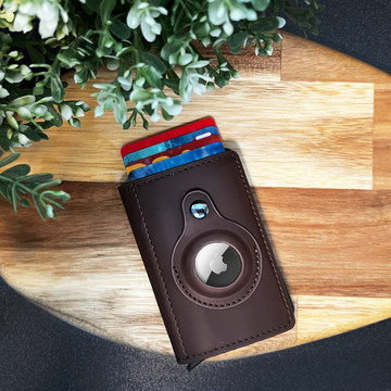 Alogy Smart Wallet s držákem na kartu AirTag Air Tag pro hotovostní RFID ochranu Hnědá