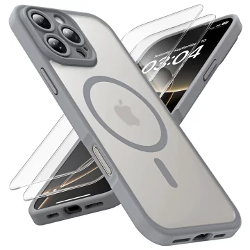 3w1 Zestaw Etui Hybrydowe + Szkło do Apple iPhone 16 Pro obudowa ochronna Hybrydowe MagSafe z ochroną obiektywu case + 2x Szkło hartowane ochronne na telefon Alogy 3in1 Case Pack Titanium Szare